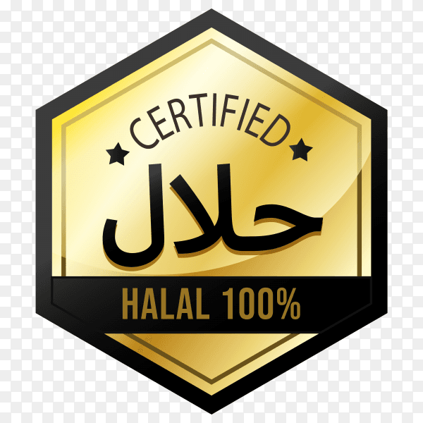 Elegant halal food labels with golden style on transparent background PNG