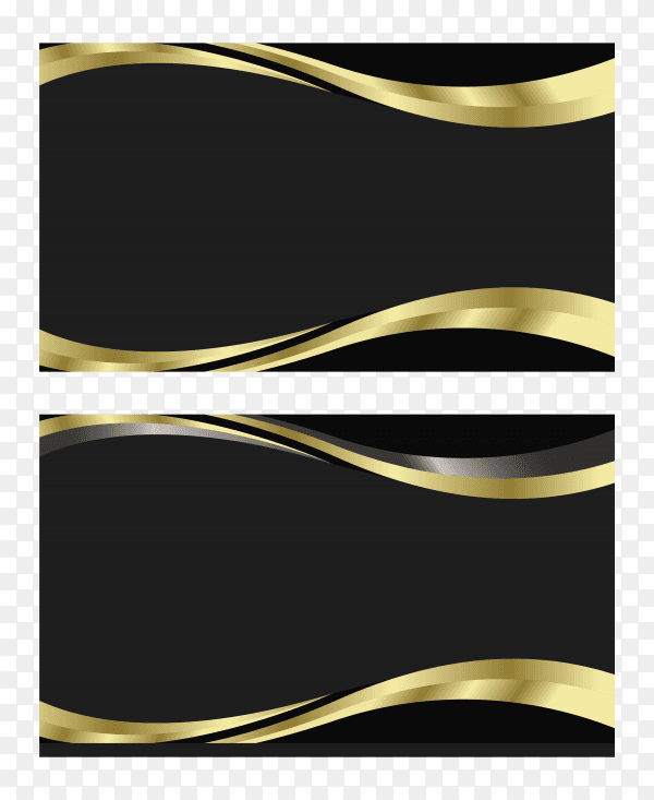 Elegant minimal black and golden business card template on transparent background PNG