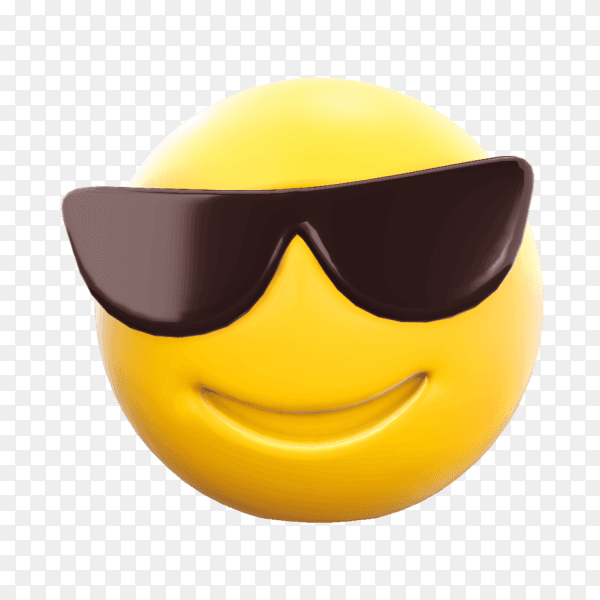 Emoji face with sunglasses on transparent background PNG