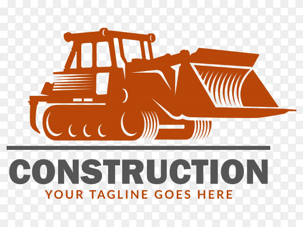 Excavator construction logo on transparent PNG