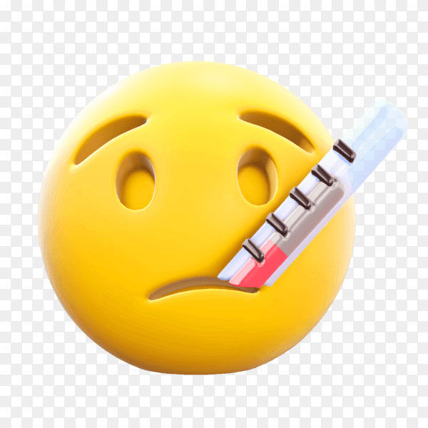 Face emoji with thermometer on transparent background PNG