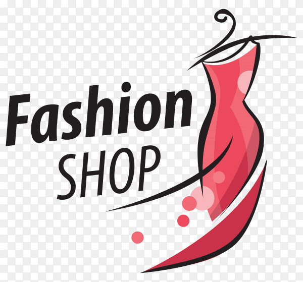 Fashion shop logo design on transparent background PNG