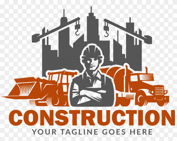 Flat design construction logo premium vector PNG