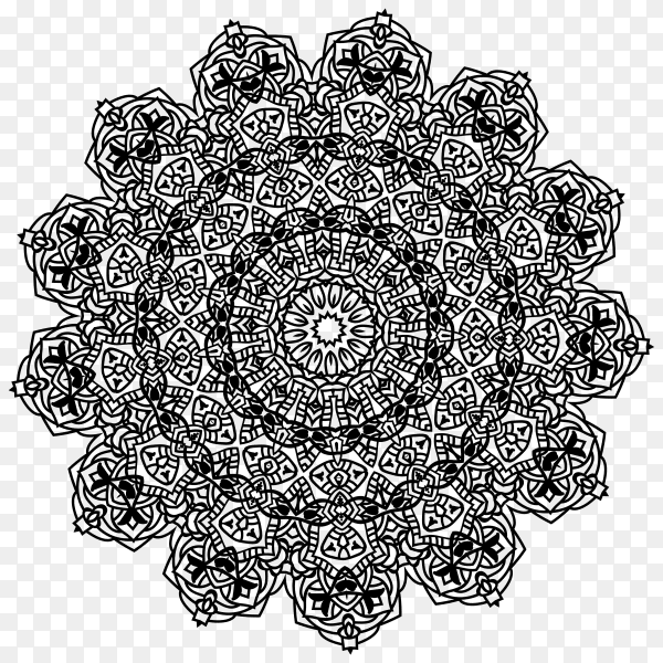 Floral mandala ornament on transparent PNG