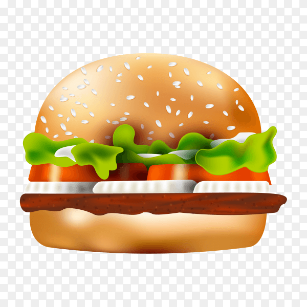 Food ad template burger on transparent background PNG