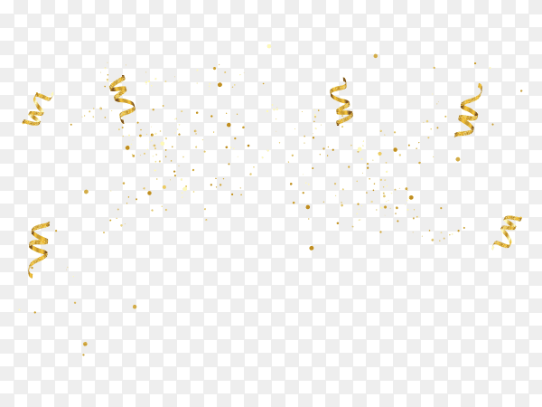 Golden confetti isolated on transparent background PNG