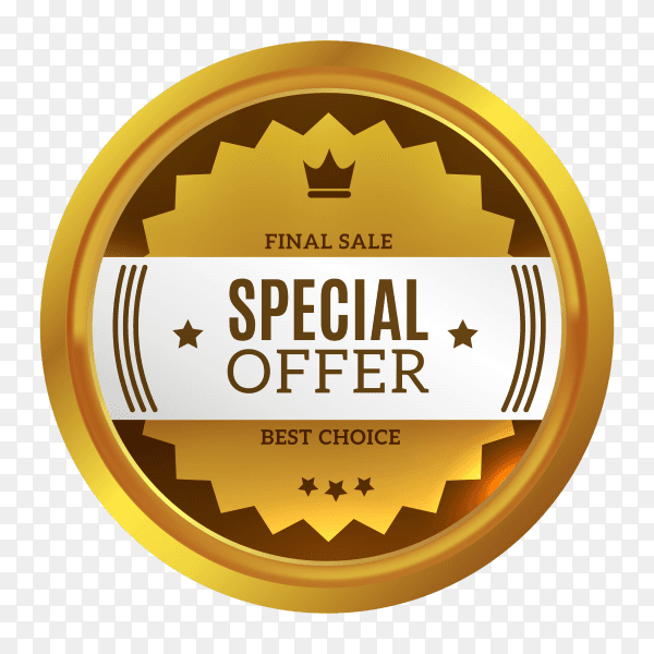 Golden speacial offer badge on transparent background PNG