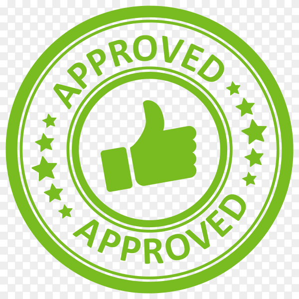 Green approved stamp with grunge on transparent background PNG