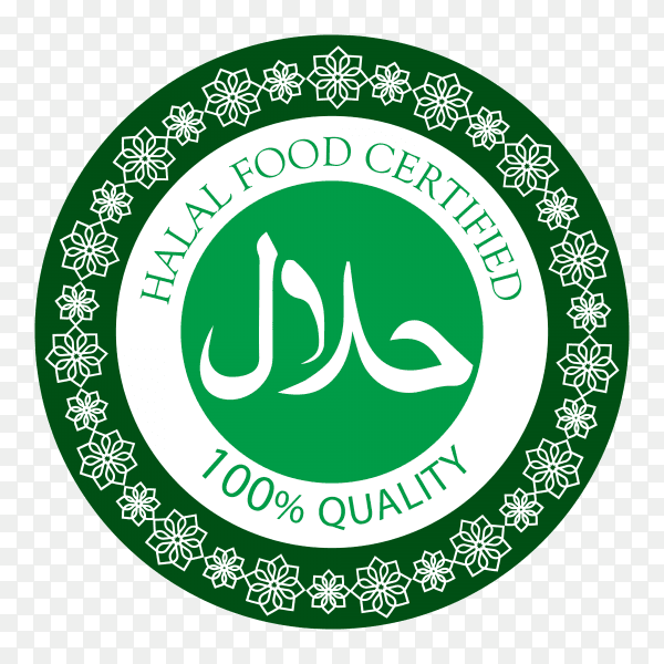 Green halal label on transparent background PNG