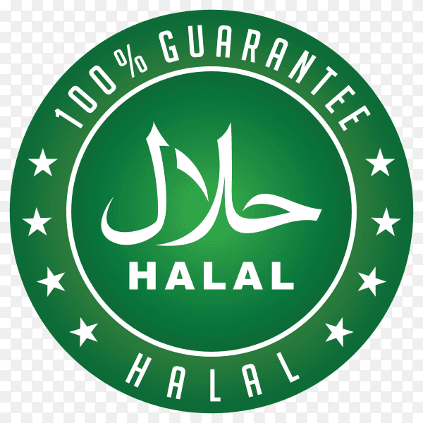 Green halal label with flat design on transparent background PNG