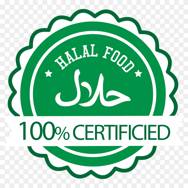 Halal stamp with flat design on transparent background PNG