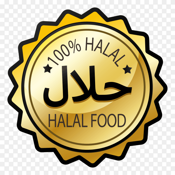 Halal stamp with golden style on transparent background PNG