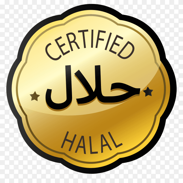 Halal stamp with golden style premium vector PNG