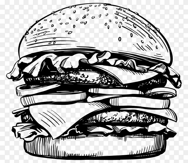 Hand drawn burger on transparent background PNG