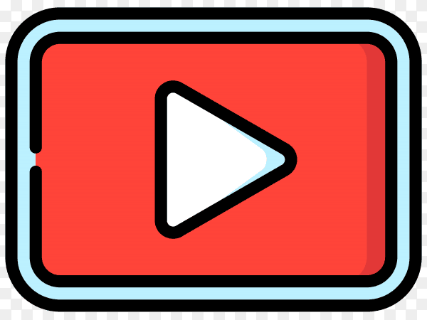 Hand drawn youtube player icon on transparent background PNG