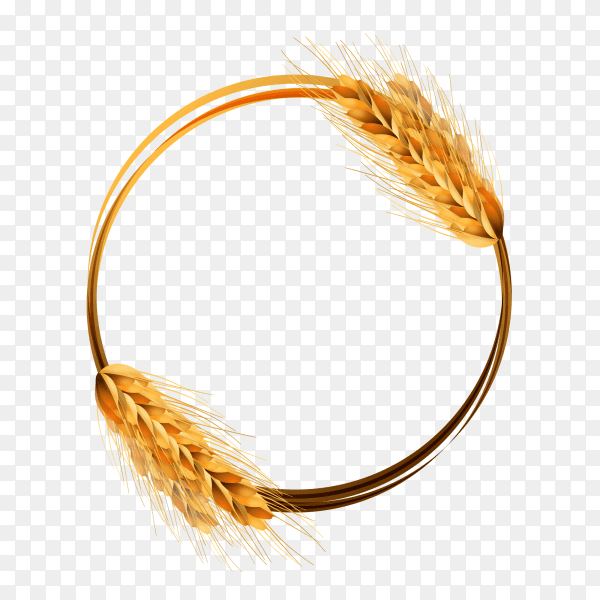 Illustration of a wreath of wheat on transparent background PNG