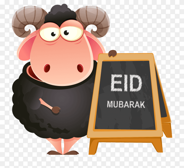 Islamic holiday of Eid al adha with goat for greeting concept on transparent background PNG