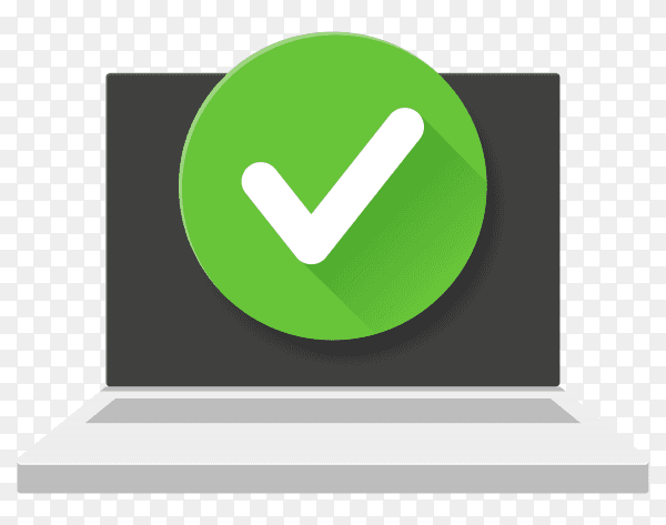 Laptop with check mark on transparent background PNG