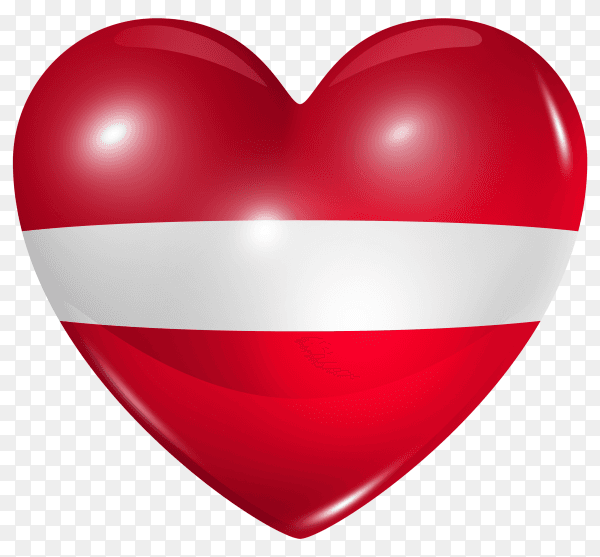 Latvia flag in heart shape on transparent background PNG