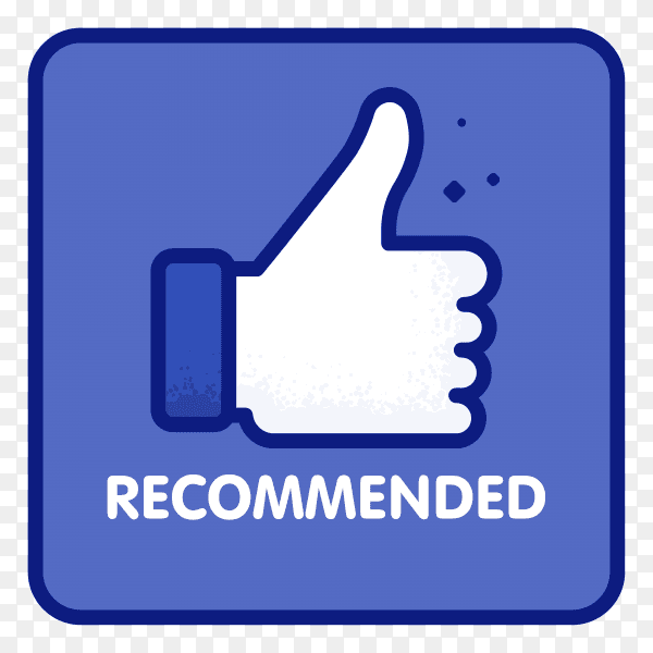 Line label recommended with thumb up on transparent background PNG