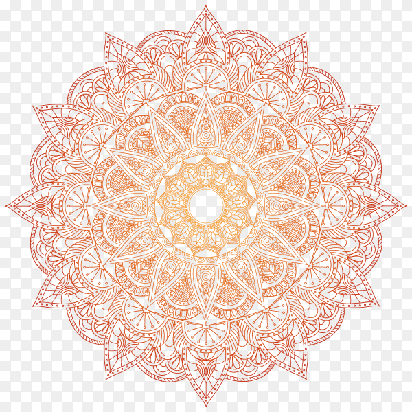 Luxury mandala in red color on transparent background PNG