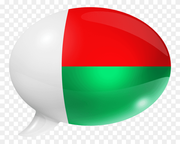 Madagascar flag shaped speech bubble on transparent PNG