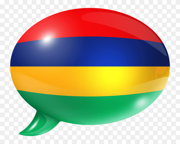 Mauritius flag shaped speech bubble on transparent PNG