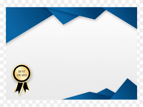 Modern blue certificate achievement template on transparent background PNG