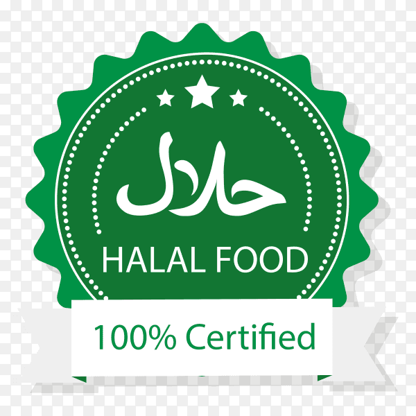 Modern halal stamp with flat design on transparent background PNG