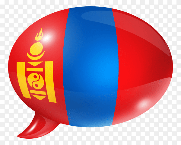 Mongolia flag shaped speech bubble on transparent background PNG