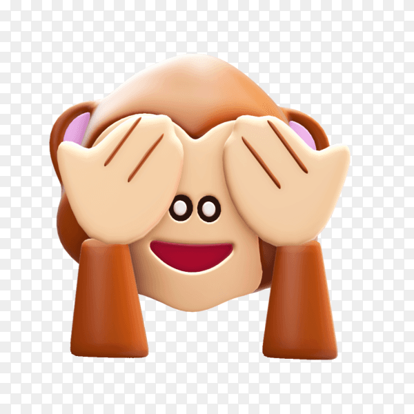Monkey Emoji Covering Your eyes on transparent background PNG