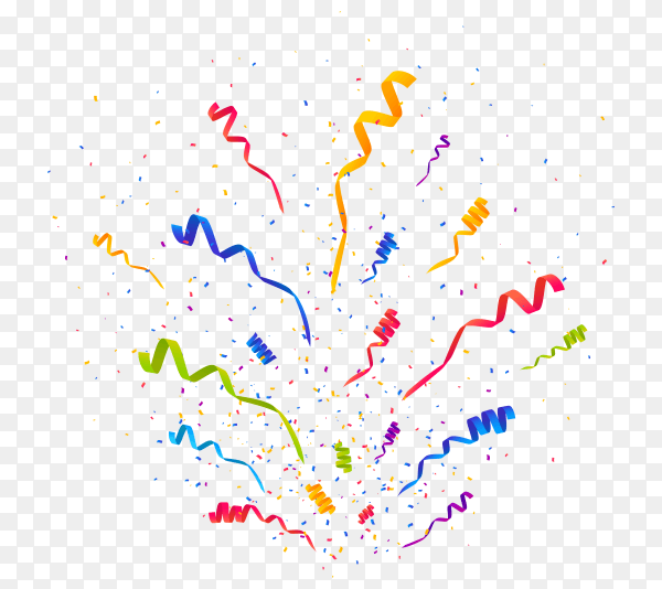 Multicolor confetti burst on transparent background PNG