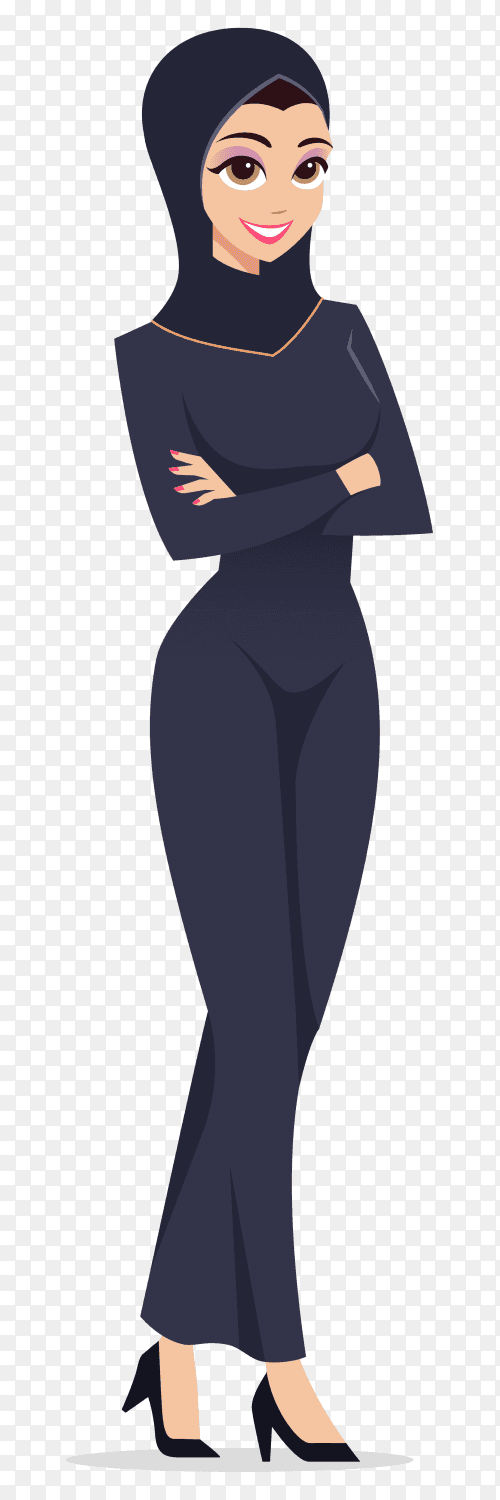 Muslim business woman character on transparent background PNG