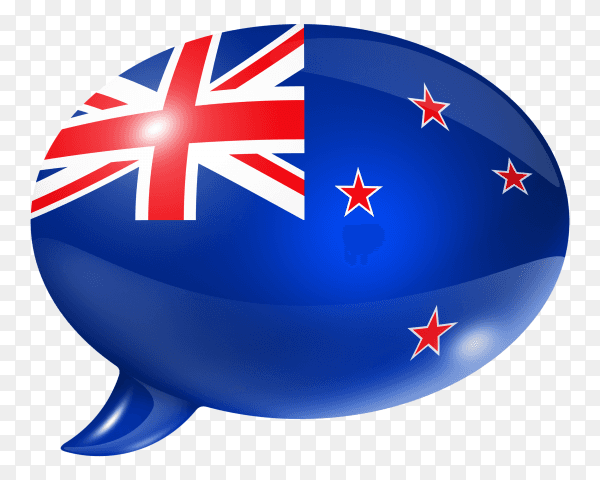 New Zealand flag shaped speech bubble on transparent background PNG