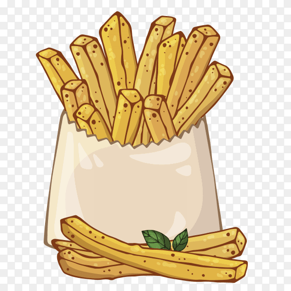 Packed potatoes french fries on transparent background PNG