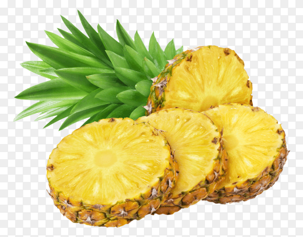 Pineapple in a piece round shape on transparent background PNG