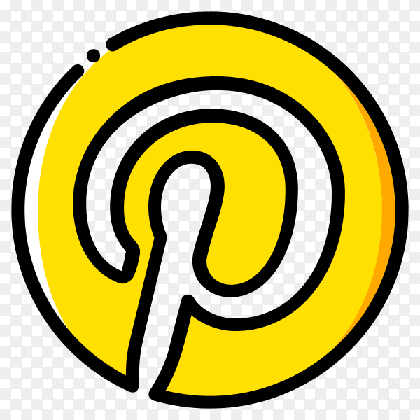 Pinterest icon design with yellow color premium vector PNG