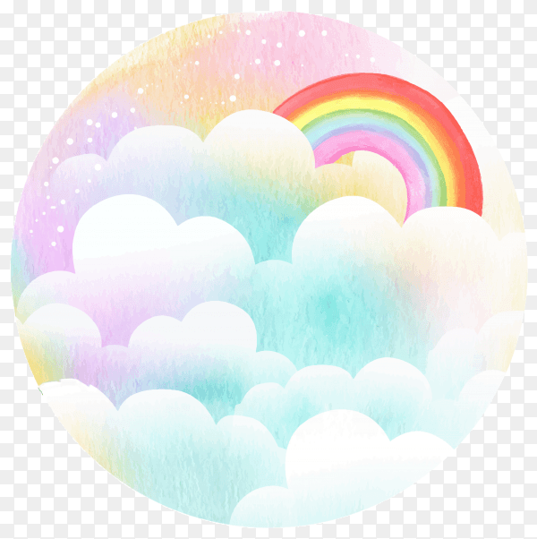 Rainbow with clouds on transparent background PNG