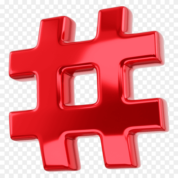 Red Hashtag symbol on transparent background PNG
