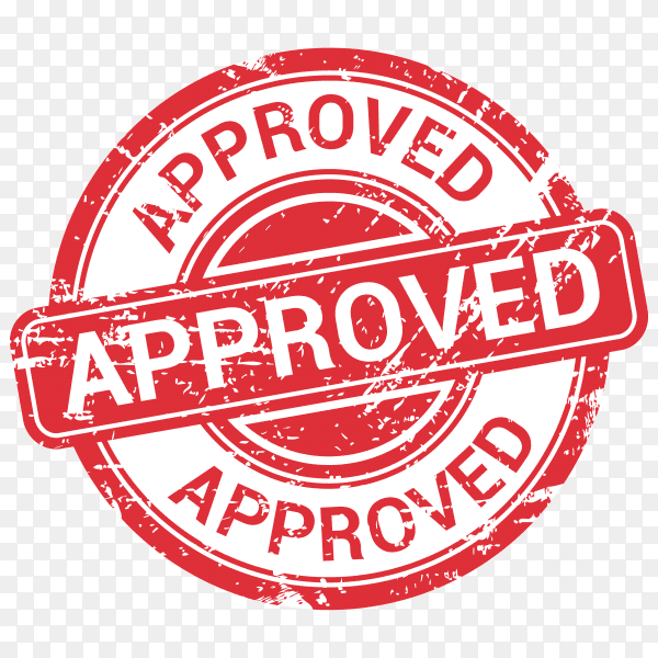 Red approved stamp with grunge illustration on transparent background PNG