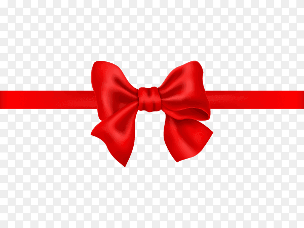Red gift ribbon and bow isolated on transparent background PNG