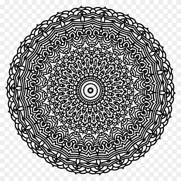 Round ornament outline mandala premium vector PNG