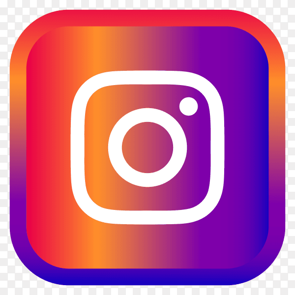 Shiny square Instagram icon with gradient effect on transparent background PNG