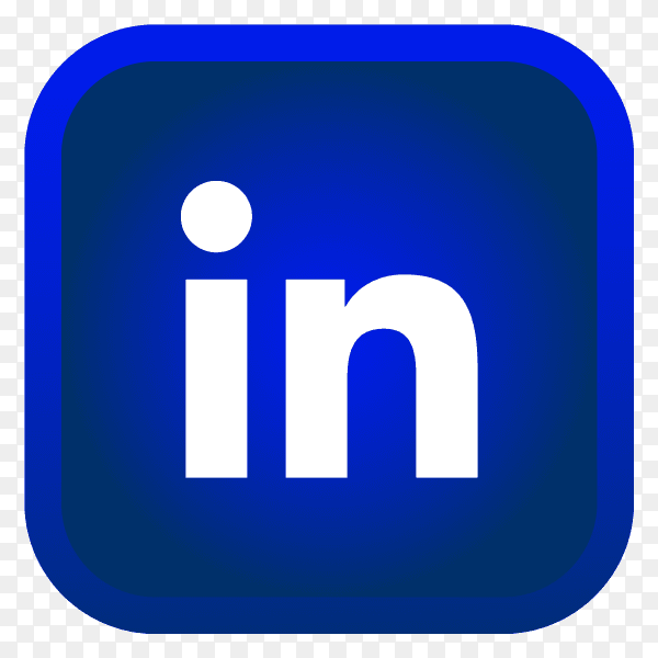 Shiny square LinkedIn icon with gradient effect on transparent background PNG