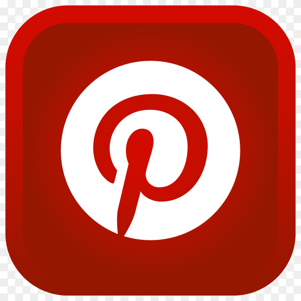 Shiny square Pinterest icon with gradient effect on transparent background PNG