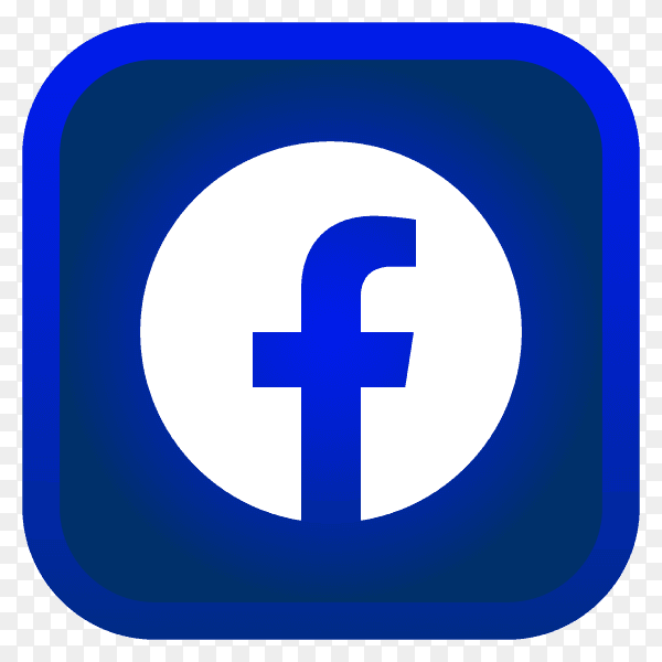 Shiny square Facebook icon with gradient effect on transparent background PNG