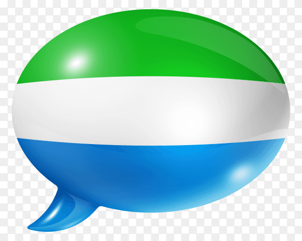 Sierra Leone flag shaped speech bubble on transparent PNG