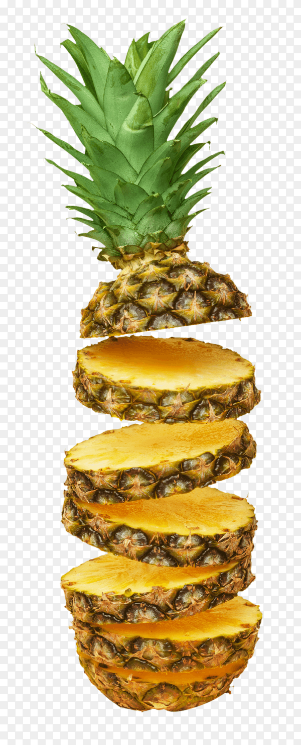 Sliced pineapple isolated on transparent background PNG