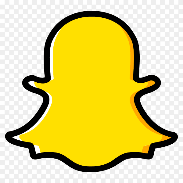 Snapchat social media design with yellow color on transparent background PNG