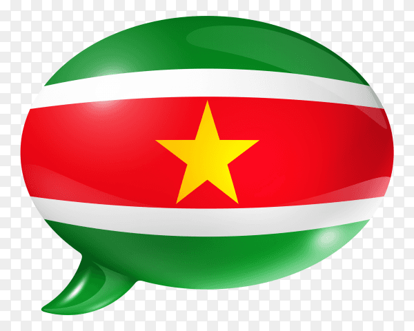Suriname flag shaped speech bubble on transparent background PNG